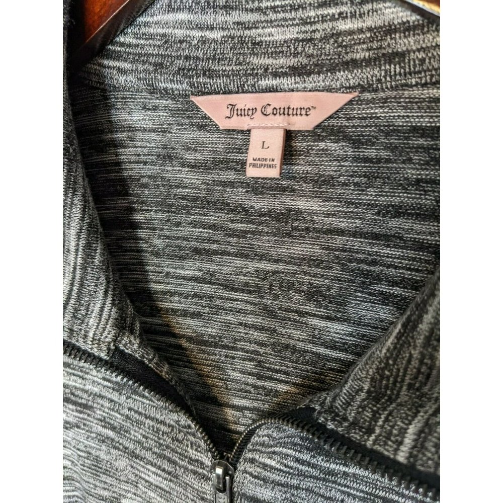Juicy Couture Velour Velvet Jacket Hoodie Gray Black Large Rhinestone Pockets - Picture 4 of 8